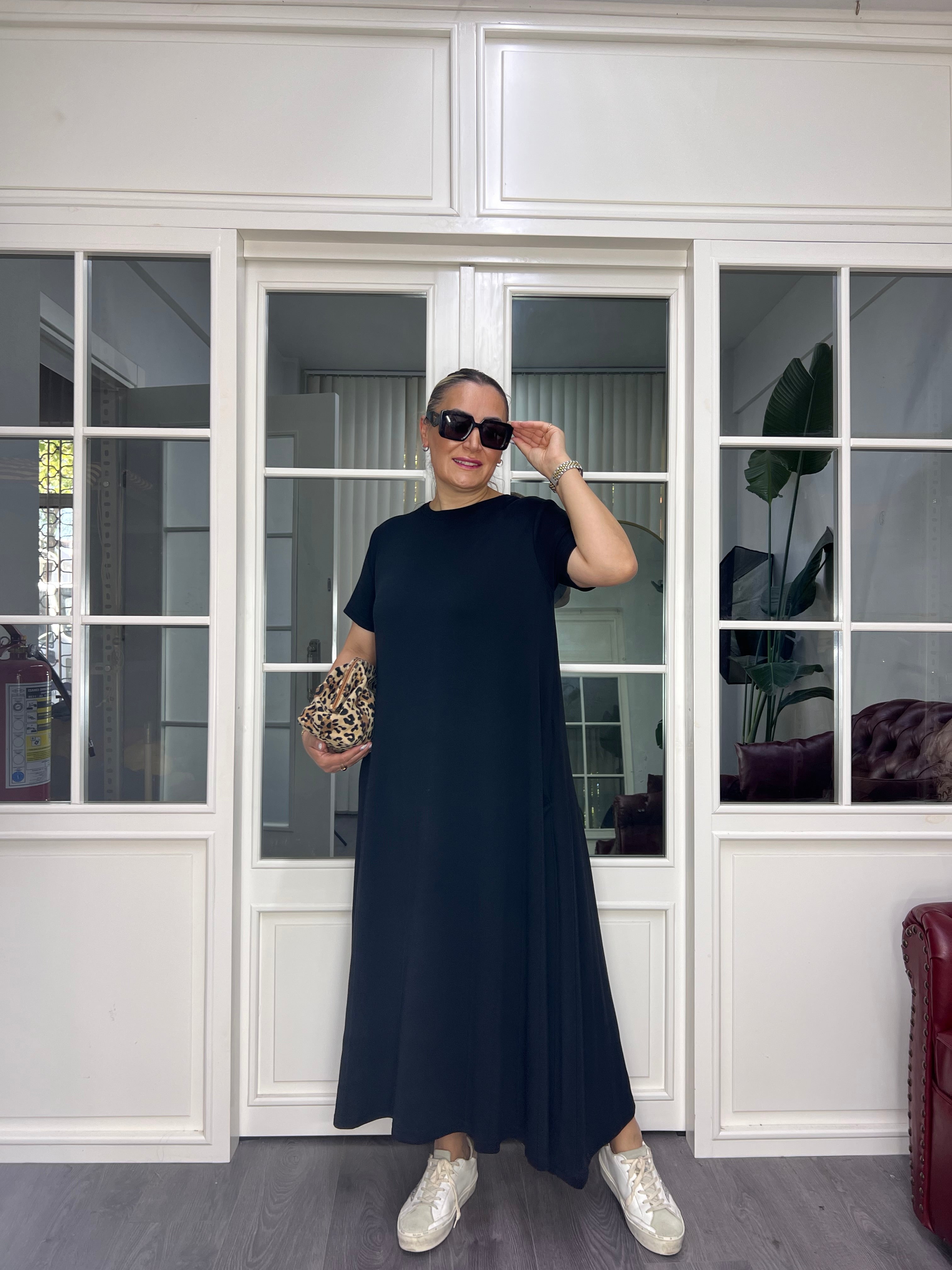 A02595 modal kumaş owersize bol maxi elbise
